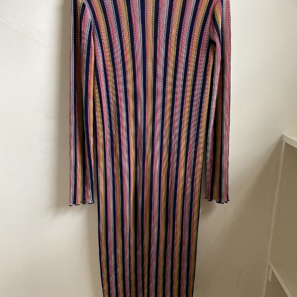 Zara Trafaluc Semi Sheer Colorful Stripe Midi Dress - Picture 4 of 5